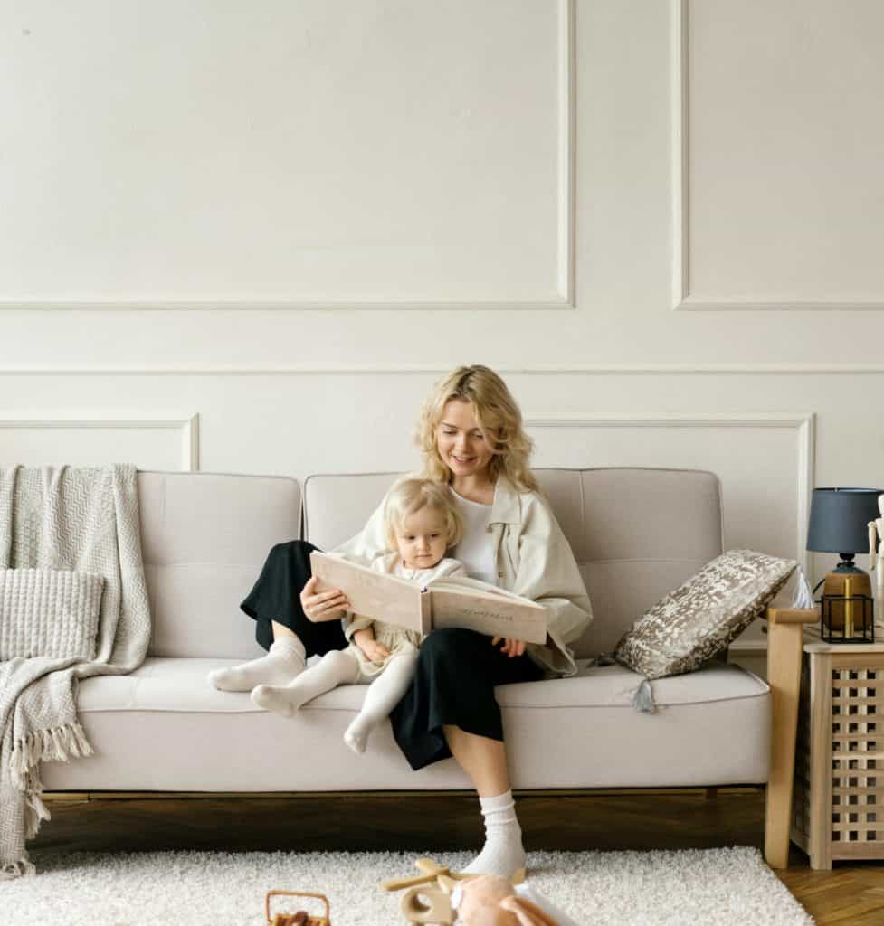 Mum reading to child